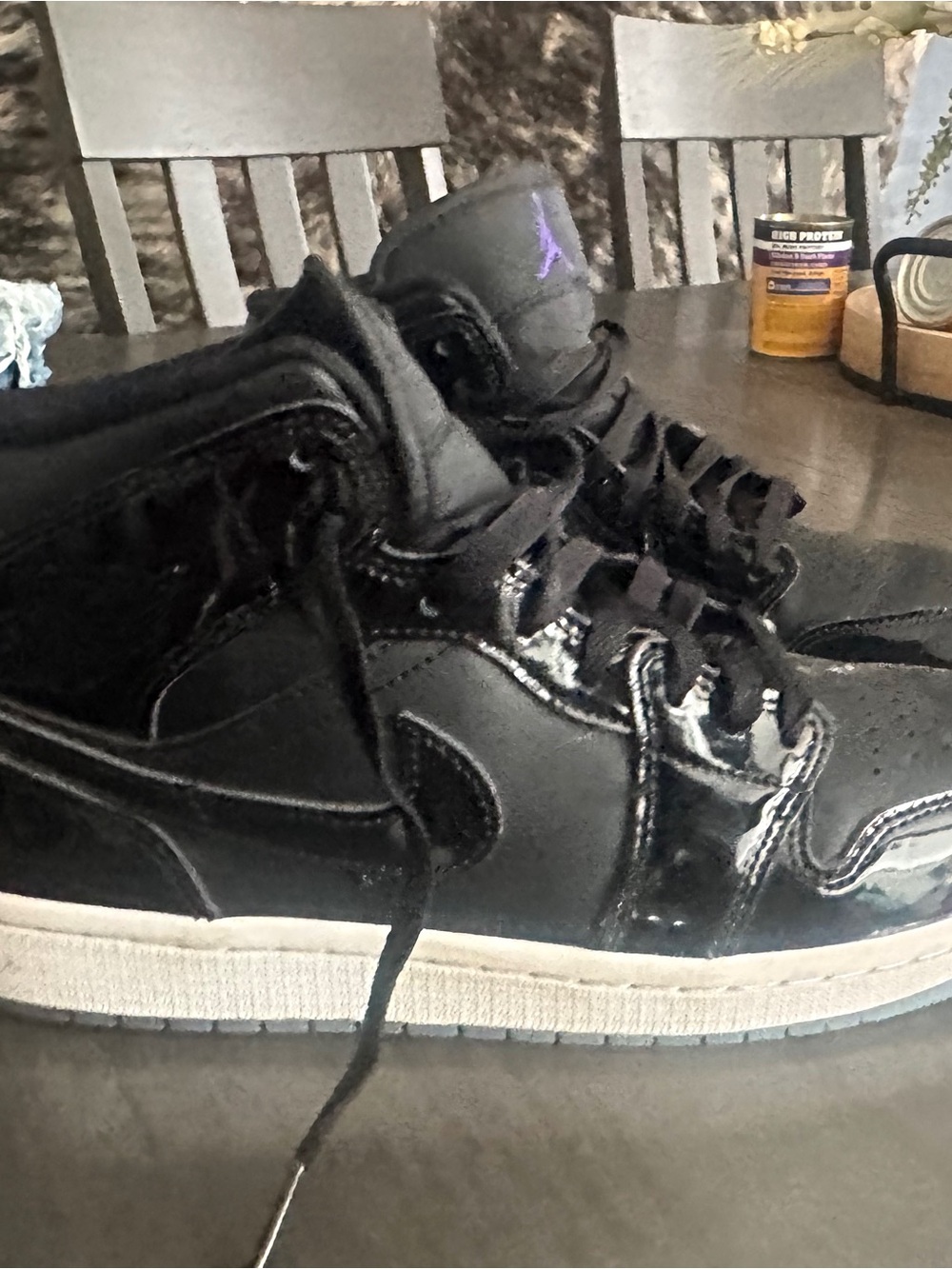 Nike Black High-Top Sneakers with Purple Jumpman